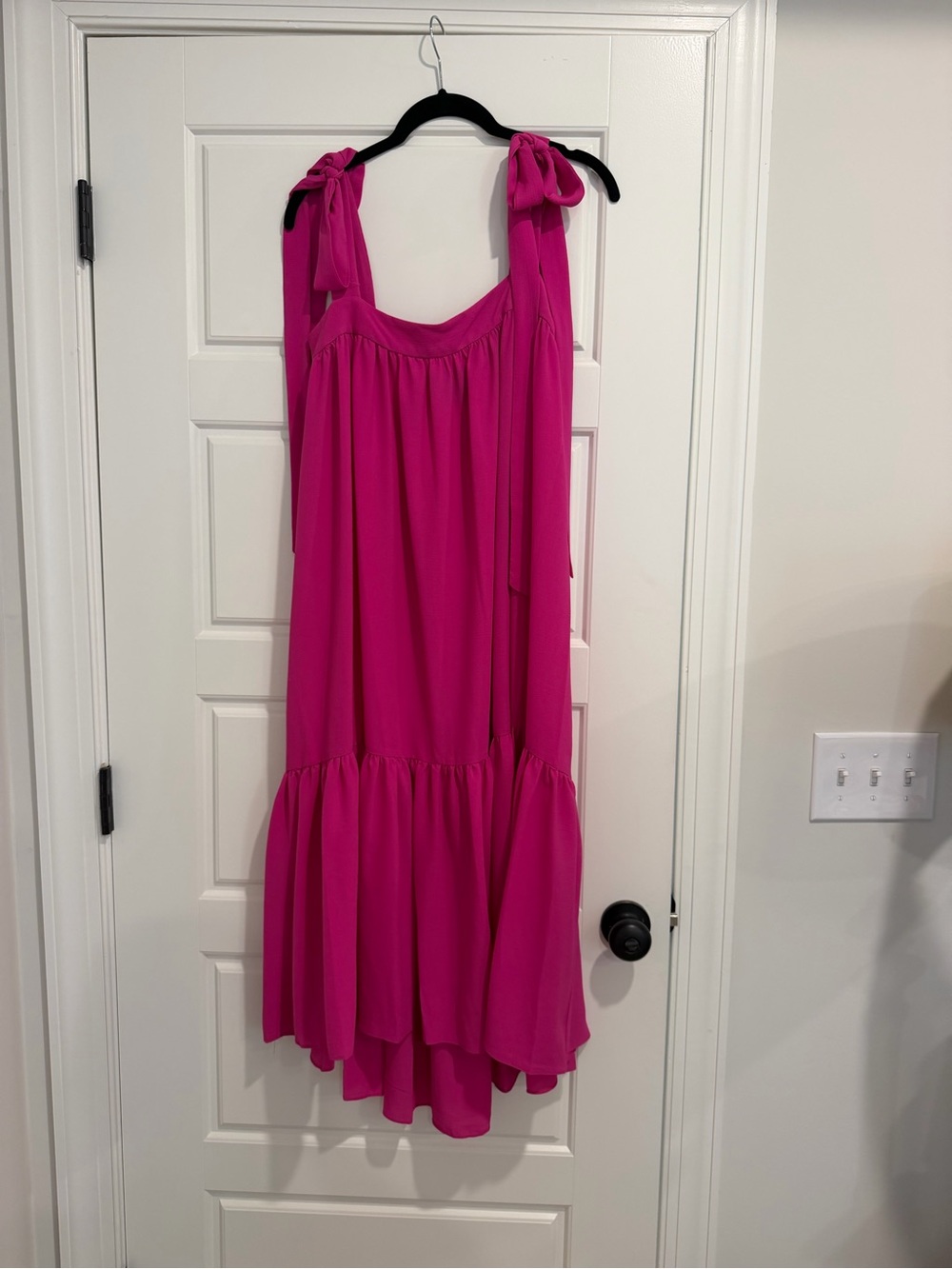 Gabby Skye Hot Pink Tie-Shoulder Midi Dress